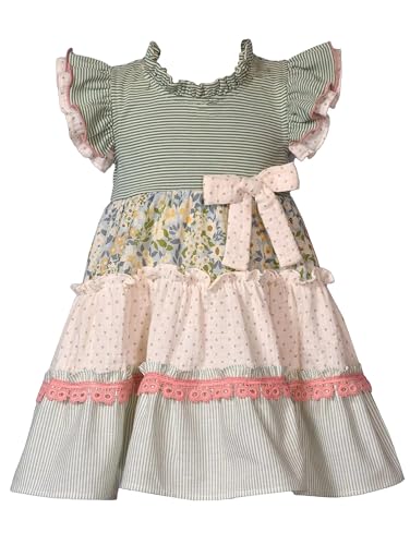 Bonnie Jean Girls 3M-6X Mixed Print Tiered Casual Dress