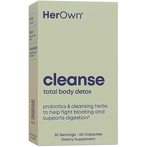 her own Cleanse, Gentle Detox, Supports Healthy Gut, Ocean Algae Cleanse, Prebiotic/Probiotic Blend, Cleansing Herbal Blend, Gluten and Soy Free, Vegan, 60 Capsules, 30 Servings, Multicolor Cover