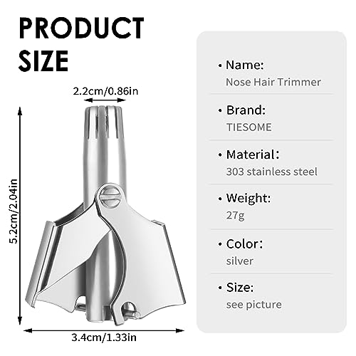 TIESOME Nasenhaarschneider Trimmer, Edelstahl Nasentrimmer mit Pinsel für Nase Koteletten...
