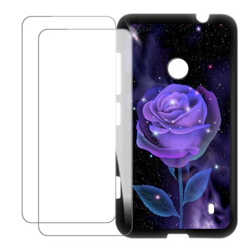UOGNADGD Compatible with Nokia Lumia 521 Case Colorful Custom Cover with 2 Pack Tempered Glass Screen Protectors - Shockproof Scratch-Resistant (Rose)