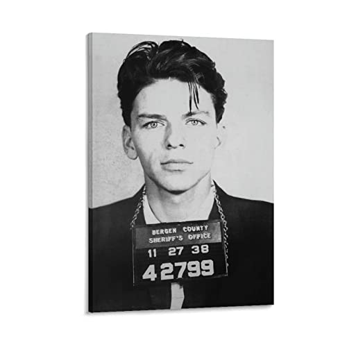 Posters Frank Sinatra Mugshot Black And White Man Portrait Wall Art Vintage Poster Canvas Prints Pictures For Living Room Bedroom Decor 20X30Inch(50X75Cm) Frame-Style #TOP30
