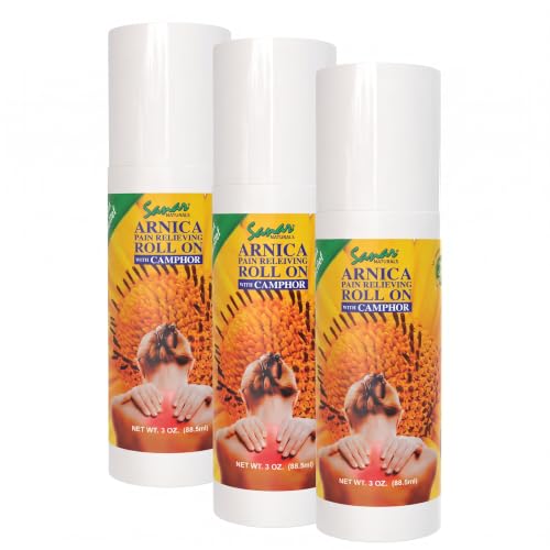 Sanar Naturals Arnica Roll On, 3 oz - Max Strength Relief - Fast Acting - Clear Gel Ointment for Back, Joints, Neck, Legs (Pack of 3)