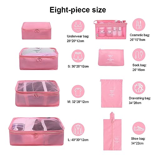OSDUE Packing Cubes for Suitcase, 8PCS Travel Organiser Packing Bags, Travel Accessories Organizers Essentials, Clothes Shoes Cosmetics Toiletries Storage Bags - Image 3