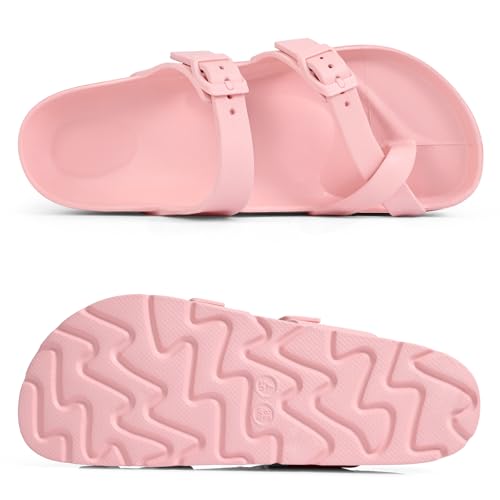 Image of Goosecret Women's Platform Sandals with Arch Support Comfortable Foam Slides Summer Beach Sandals with Adjustable Buckle Pink, 42