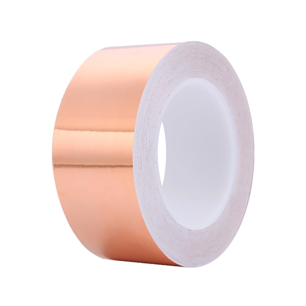 SEIWEI Copper Tape, Copper Foil Tape for Stained Glass, Copper Tape for Slugs Conductive Adhesive, Copper Flashing Conductive Tape for Guitar, EMI Shielding, 45 mmx32 Yards