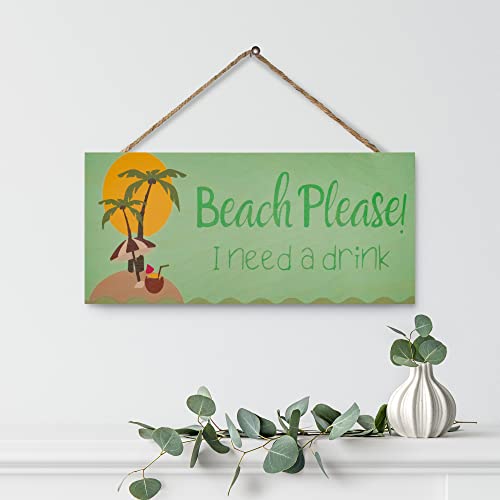 JennyGems Beach Please I Need a Drink Wooden Sign, Funny Coastal Decor, Tiki Bar Sign, Beach Bar Decorations, Made in USA - Image 5