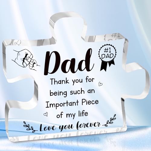 iLifemate Gifts for Dad, Dad Birthday Gifts- Acrylic Dad Puzzle Plaque, Dad Valentines Gift from...