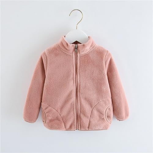 Fleece Full Zip Jacket for Toddler Girls Solid Color Standing Collar Brushed Coat Baby Girls Soft Comfy Clothes3