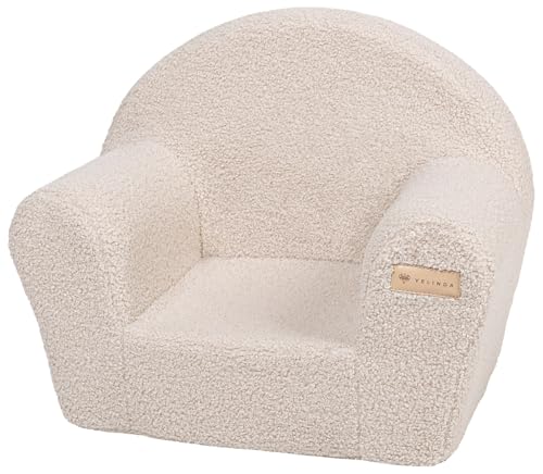 Velinda Poltrona poltroncina Morbida Gioco Giochi Bambini Bimbi cameretta stanzetta in bouclè (Colore: Cappuccino)