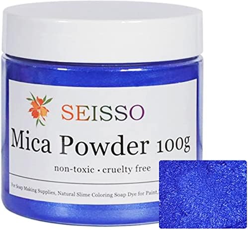 Mica Powder - 100g/3.5oz. Blue Mica Powder for Epoxy Resin Darker Blue Natural Shimmer Resin Pigment Powder Dye for Soap Making, Slime, Bath Bomb, Candle Making, DIY Crafting Projects
