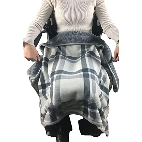 YXZCY Manta para Silla De Ruedas, Funda Cálida para Silla De Ruedas, Cómoda Manta De Lana/Chal a Cuadros Bufanda, Doble Capa Manta Silla De Oficina Cálida Manta De Regazo De Invierno Cover