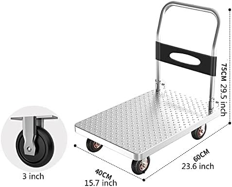 Carretilla plegable de acero duradera con ruedas giratorias miniatura 2