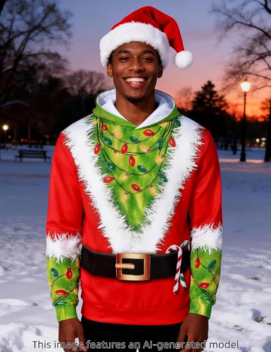 Funny World Men's Holiday Sweatshirt Graphic Halloween Hoodies Christmas Pullover - Image 5
