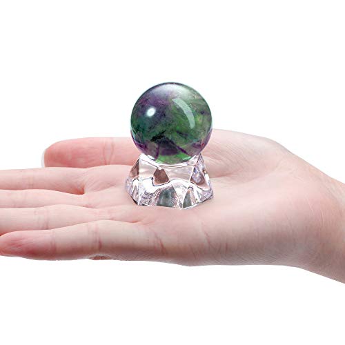 Jovivi 1.2"(30Mm) Natural Fluorite Healing Crystal Ball Gemstone Sphere Divination Sculpture Figurine With Acrylic Stand For Decorative #TOP1