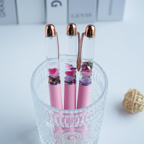 Image of Heart Ballpoint Pen Unique Floating Glitter Stationery Perfect Valentines Birthday Party Favor Gifts(Pink)