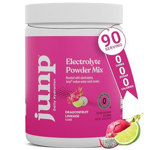 JUNP Electrolytes Powder No Sugar No Carbs - Dragonfruit Limeade Keto Electrolyte Drink Mix - Potassium & Salt Hydration Powder Electrolytes Zero Calorie Sugar Free Electrolyte Powder 90 Servings