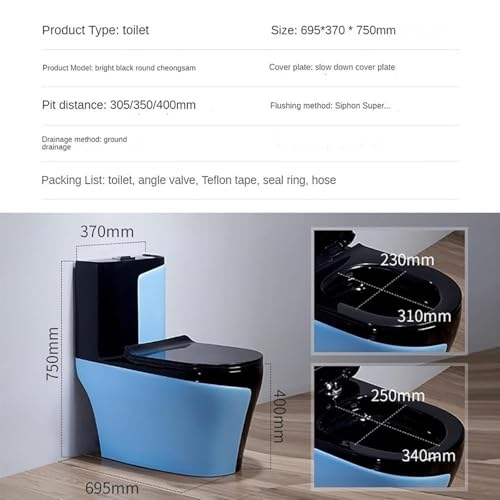 Inodoro inteligente con bidé silencioso, inodoro cerámico de una pieza y doble descarga, inodoro sifónico de súper remolino para baño en casa u hotel (B-695x370x750mm) miniatura 2