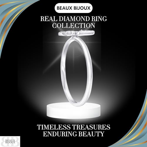 Beaux Bijoux Real Diamond Rings for Women in Sterling Silver - Engagement, Promise Anniversary, Genuine Fine Diamond Rings in Multiple Shapes and Styles4