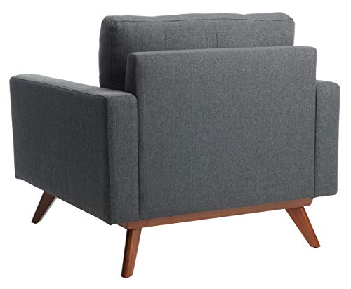 Safavieh Couture Home Gneiss Mid-Century Modern Slate Grey Linen Arm Chair - Image 8