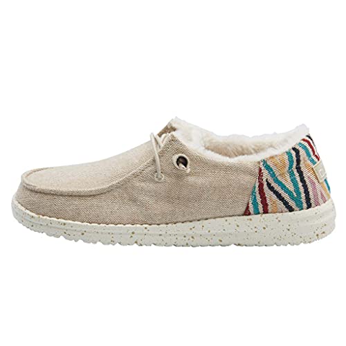 Image of HEYDUDE Women's Wendy Funk Wool Beige Size 5 | Women's Shoes | Women's Lace Up Loafers | Comfortable & Light-Weight
