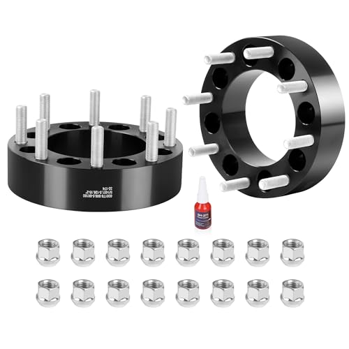 Richeer 8x6.5 to 8x180 Wheel Adapters for 1999-2010 Silverado Sierra 2500 3500 Yukon XL Savana 2 PCS 2 inch 8x165.1mm to 8x180mm Wheel Adapter with M14x1.5 Studs & 126.15mm Center Bore