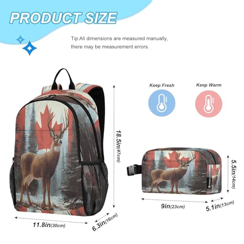 ALAZA Retro Deer Flag Kids Backpack Elementary Girls Boys Bookbag Rucksack Primary School Bag Backpack Set with Lunch Bag2