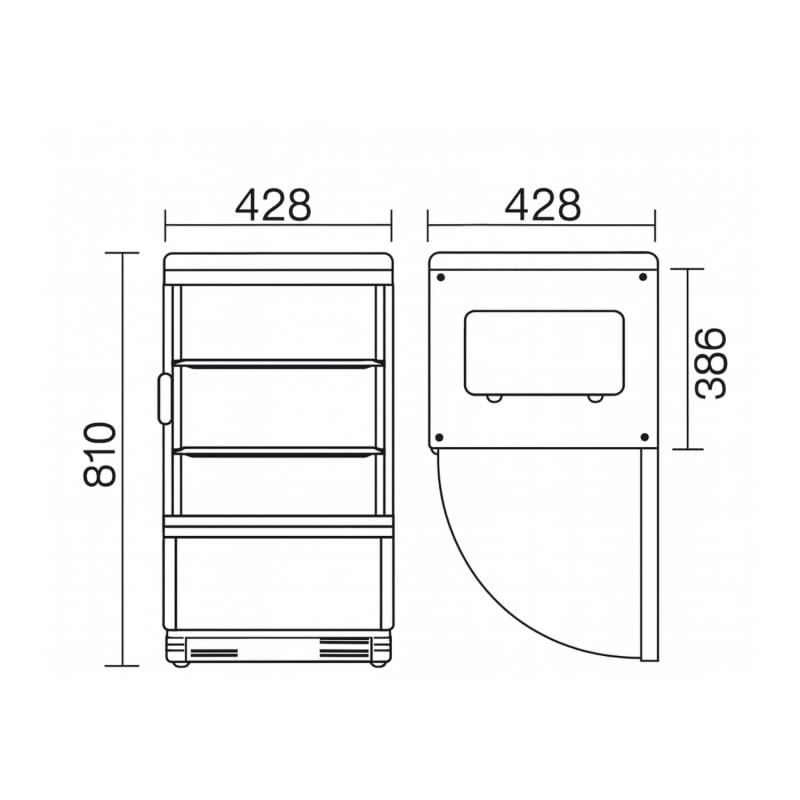 Genérico Mini Vitrina Refrigerada 58L - Blanco - 4 Caras Acristaladas - Frío Ventilado 0 a +12°C - Iluminación LED - Compacta y Elegante