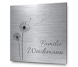 Ein graviertes Namensschild quadratisch 8x8 cm - wahlweise blank, selbstklebend oder mit Bohrloch | Wir verwenden ausschließlich hochwertiges Material. Markenklebeband von 3M, lasergeschnittene Edelstahlschilder (kein Zuschnitt mit einer Schlagschere, so haben Sie auch schöne Kanten!)