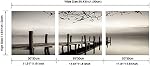 Pyradecor Peace 3 Panneaux Paysage noir et blanc Giclee Canvas Imprimes sur toile Mur Art moderne Stretched et encadré Photos Peintures Oeuvres pour le salon Chambre à coucher Accueil Décor AH3018