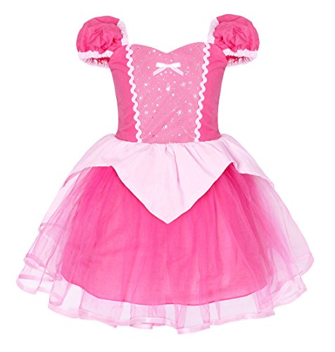 Cotrio Little Girls Birthday Party Princess Dress Up Costumes Toddler Kids Halloween Cosplay Outfits Clothes Fancy Dresses (2-3 Years, Rose Red, 110)