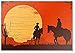 Kühlschrankmagnet Silhouette eines Cowboy-Paares, reitende Pferde, Illustration