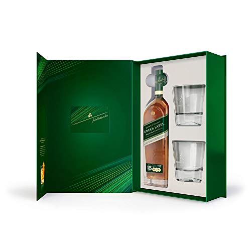 Johnnie Walker Green Label 15Y Blended Scotch Whisky 0,7L, 2 Gläser Geschenkbox