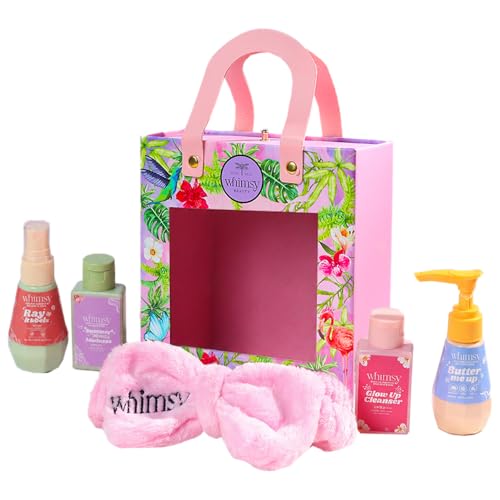 Image of Whimsy Beauty Mini Skin Care Kit | Safe Non Toxic Skin Care Set for Kids & Pre Teens |Butter Me Moisturizer, Glow Up Cleanser, Sunscreen, Ray Rebel Spray & Hairband | Vegan and Cruelty Free (Pack of 5)