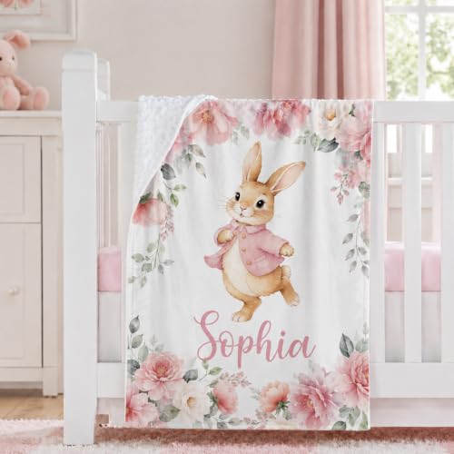Image of Personalized Baby Blanket for Girls, Custom Nursery Blanket with Name, 30 x 40 Inch Soft Minky Blanket for Baby Toddlers, Newborn Print 10