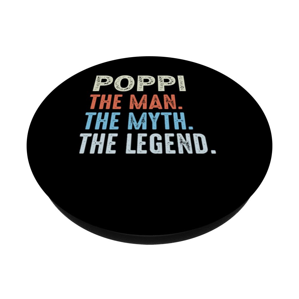 POPPI Man The Myth The Legend Funny Vintage Father's Day PopSockets Swappable PopGrip, Black - Image 2