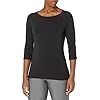 Hanes womens Stretch Cotton Raglan Sleeve Tee Shirt, Black, Large US