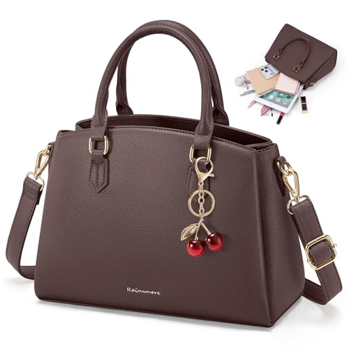 RAINSMORE Sac a Main Femme en Cuir PU Sac a Main avec Bandoulière Amovible Sac a Main Femme Cuir Convient pour Tablette 11 Pouces Sac à Main pour le Travail...