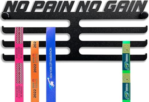 Medallero colgador de medallas y dorsales (100% Acero) - Fabricado en España (NO PAIN NO GAIN)