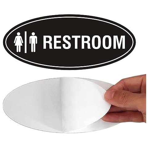 Restroom Signs for Business, Aluminum Metal Bathroom Sign for Door and Wall, Self-adhesive Signs for Indoor Outdoor Use (2 PACK) Cover