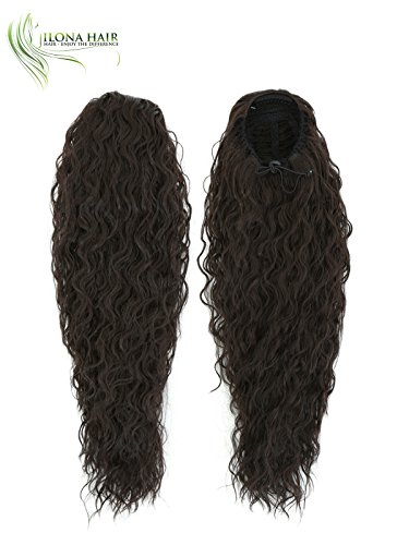 Long Ponytail Extension Hairpiece WAVY/CURLY Hair 15.5-20" Drawstring 14 Colors Black Brown Blonde Mix Ombre for Black and White Woman Synthetic Hair Natural Looking Heat Resistant Hair (4)
