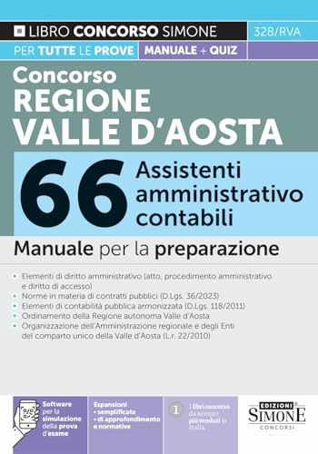 Concorso Regione Valle d’Aosta 66 Assistenti amministrativo contabile - Manuale per la preparazione