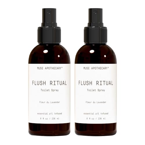 Muse Apothecary Flush Ritual - Aromatic &amp; Refreshing Toilet Spray, Use Before You Go, 8 oz, Infused with Natural Essential Oils - Fleur du Lavender, 2 Pack