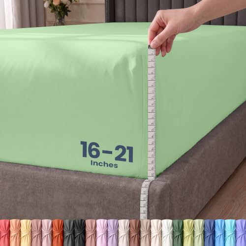 Utopia Bedding Queensize-Spannbetttuch mit extra tiefen Taschen, passend für Matratzen bis zu 53,3 cm, schrumpf- und farbbeständig… – Ansicht 1