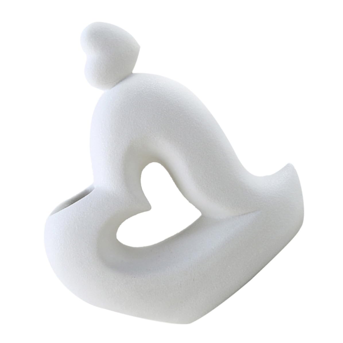 Jarrón de cerámica blanco decoración de corazón para mesa de salón y recibidor moderno
