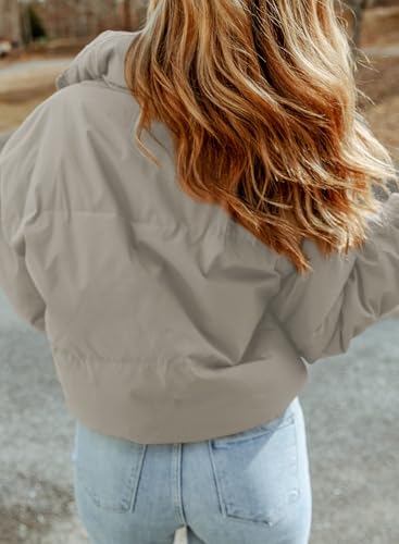 Dokotoo Womens Winter Cropped Puffer Jacket Full Zip Quilted Jackets Warm Coats with Pockets2