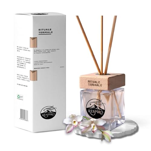 RESPIRO Since 1986 - Ritual Termal - Difusor ambiente varillas 200 ml, notas cabeza menta piperita-limón, corazón flores de loto-eucalipto, fondo madera sándalo-vainilla, descanso, meditación