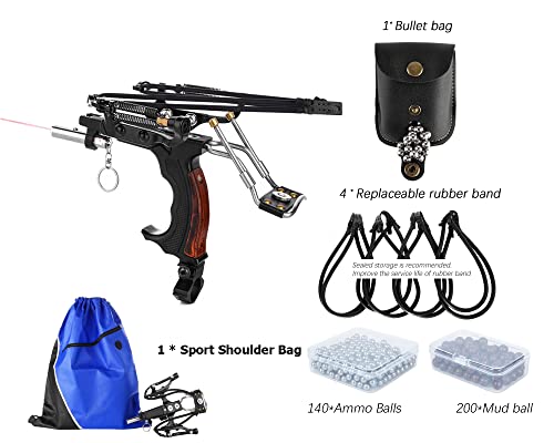 Rochan Slingshot With Solid Wooden Handle Professional Hunting Sling Shot With 4 Rubber Bands Wrist Rocket Slingshots For Adults With 200 Ammo #TOP5