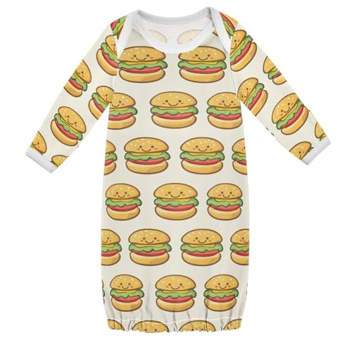 vvfelixl Baby Sleeper Gown for Newborn Boy Girls Cute Fun Hamburger Infant Nightgown for 0-3 Months Multicolor