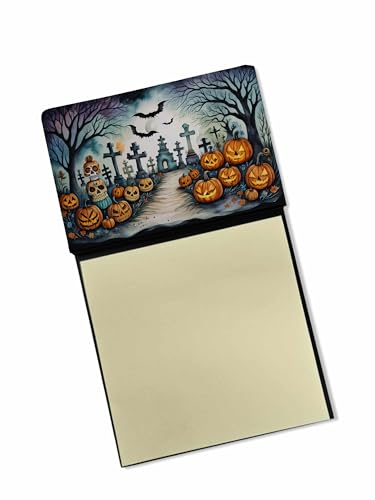 Caroline's Treasures Day of The Dead Spooky Halloween Sticky Note Holder Refillable Dispenser Self-Sticky Note Pads, Memo Pads Blank Desk Accessories