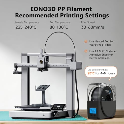 Image of PP Filament 1.75mm Polypropylene Filament, Gray 1kg /2.2lbs Durable Semi-Flexible 3D Printer Filament for Functional Parts & Prototyping, No Warping, 5 Build Sheets Included